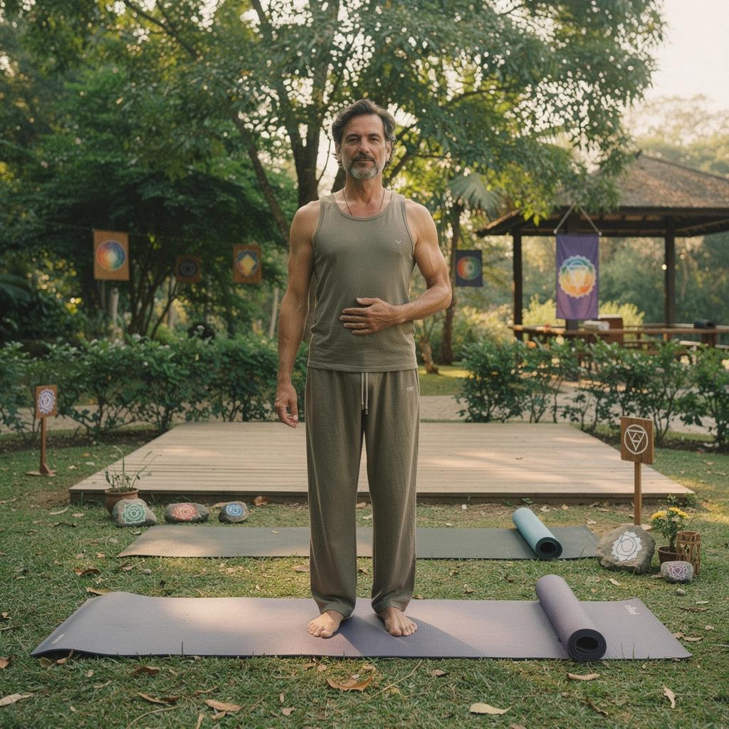 Instructor guiando a los alumnos en una serie de posturas para equilibrar los siete chakras.